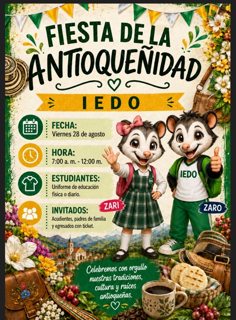 La Institución Educativa Doce de Octubre – IEDO se prepara para vivir una jornada llena de tradición, cultura, alegría y orgullo por nuestras raíces antioqueñas.